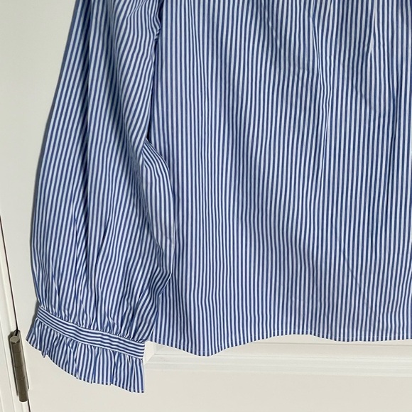 New! J. Crew button shoulder Top blouse stripe blue white 47281 - Picture 5 of 13